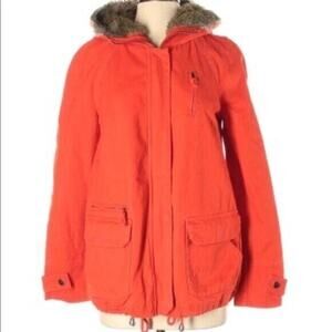 Anthropologie Daughters Of The Liberation Hooded Orange Coat Size Small